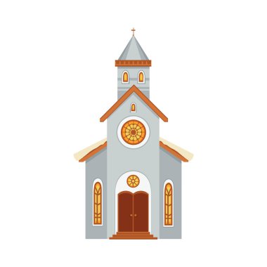 Kilise düz simgesi karla kaplı.