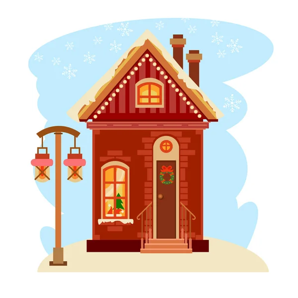 Collection maison d'hiver. Un de l'ensemble — Image vectorielle