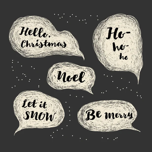 Merry Christmas lettering set with greetings. — Stock Vector