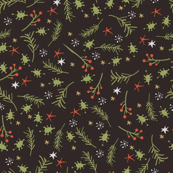 Patrón sin costura de Navidad con ramas de abeto — Archivo Imágenes Vectoriales
