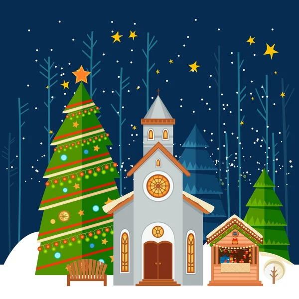 Kaart, Kerstmis en Nieuwjaar. Kerst banner. — Stockvector