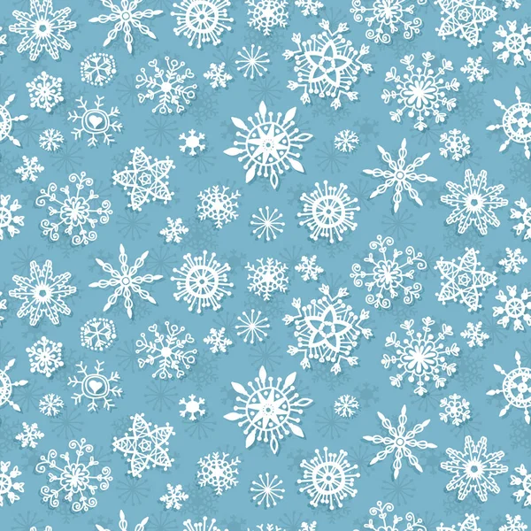Motif sans couture de Noël avec flocons de neige — Image vectorielle