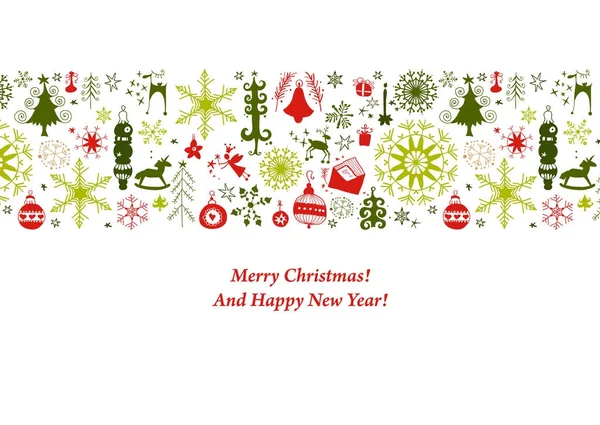 Noel kartı düz Xmas simgeleri ile