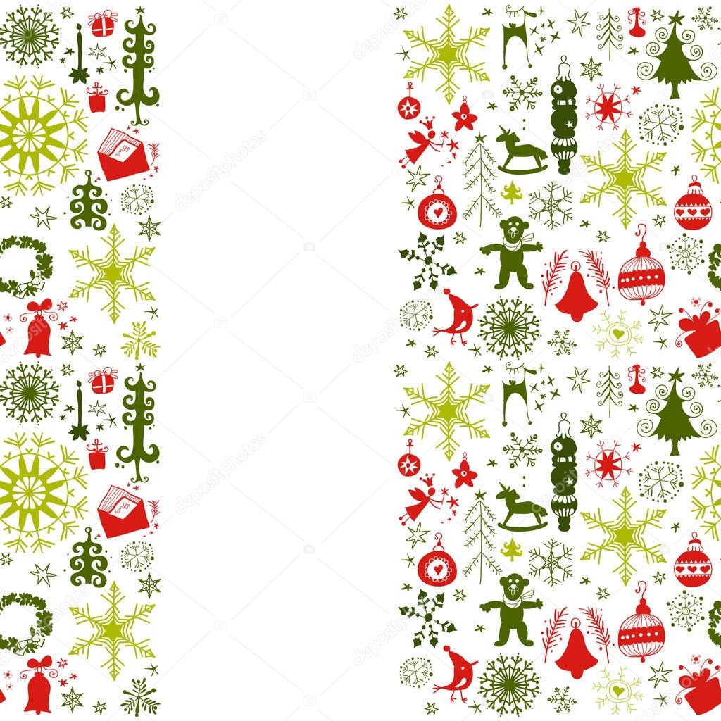 Christmas Card with flat Xmas Icons