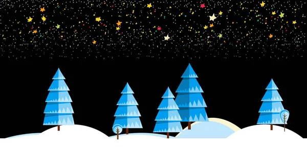 Weihnachten Hintergrund mit Winter Nacht Landschaft . — Stockvektor