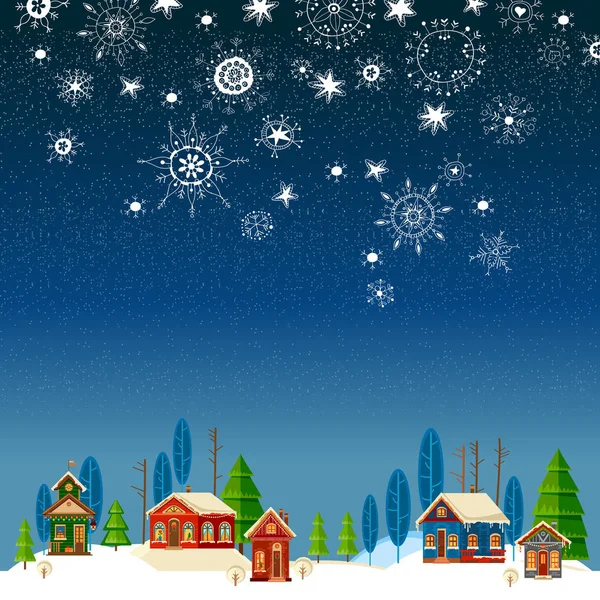 Winter urban landscape. Christmas and new year. — Stock Vector