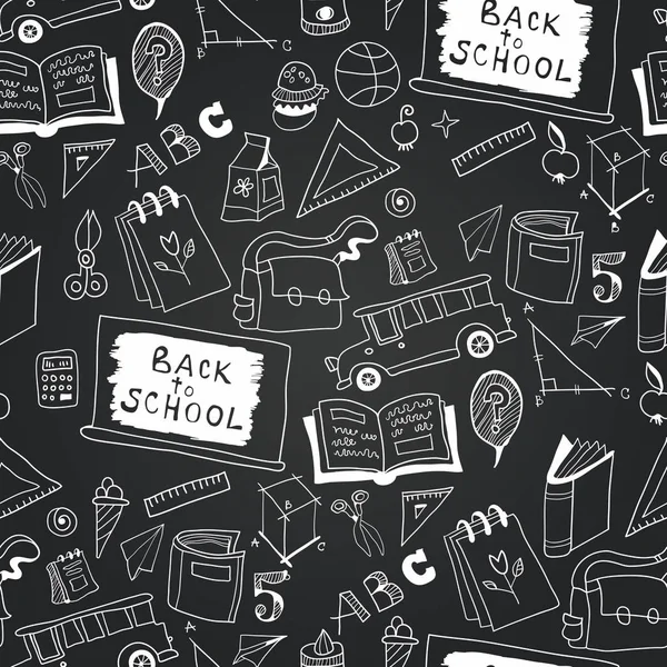 Schoolbord monochroom school pictogram patroon — Stockvector