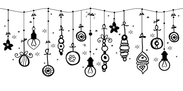 Závěsné vánoční ozdoby koule na hranici — Stockový vektor