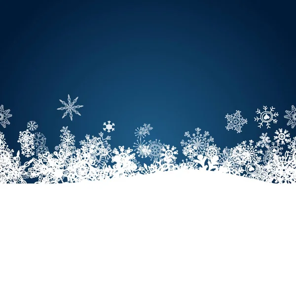 Vánoční modré pozadí s bílým sněhové vločky — Stockový vektor