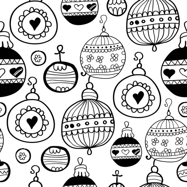 Christmas balls pattern black seamless pattern — Stock Vector