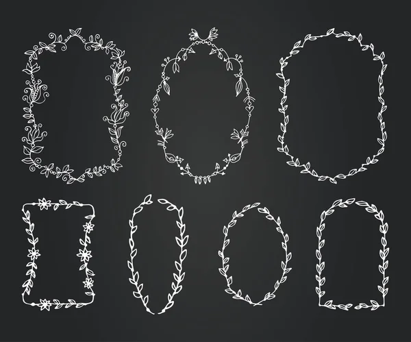 Lavagna doodle rami set di cornici. Ghirlanda — Vettoriale Stock