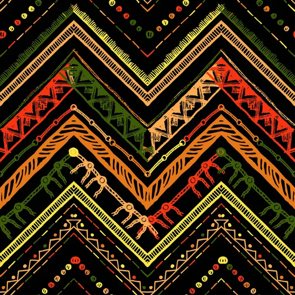 Rayures motif tribal sans couture lumineux avec zigzag — Image vectorielle