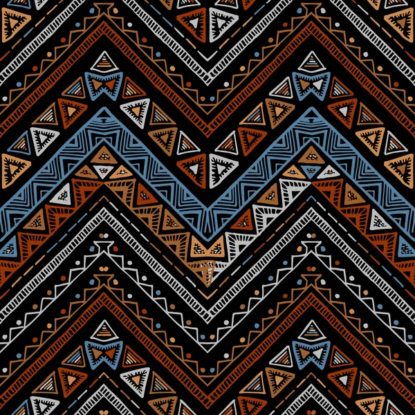 Rayures motif tribal sans couture lumineux avec zigzag — Image vectorielle