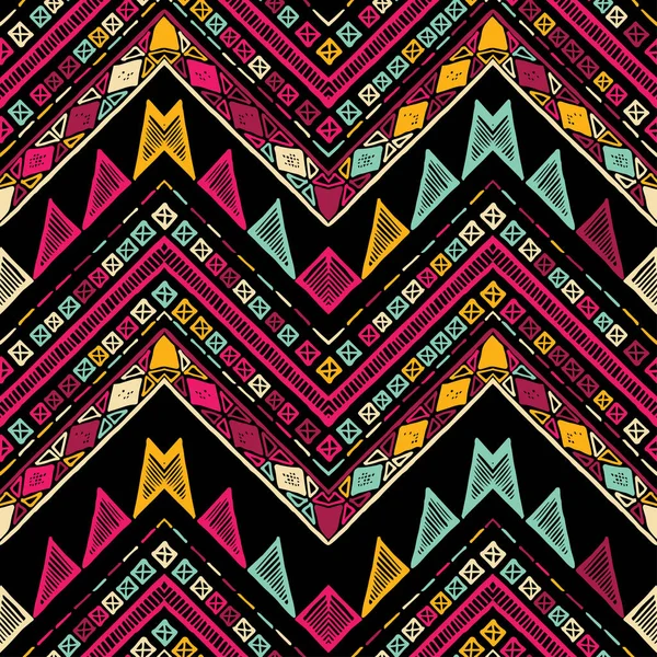 Rayures motif tribal sans couture lumineux avec zigzag — Image vectorielle