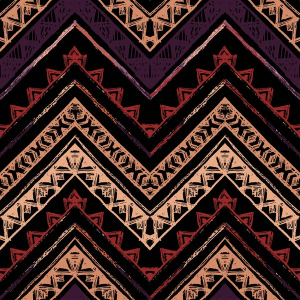 Rayures motif tribal sans couture lumineux avec zigzag — Image vectorielle