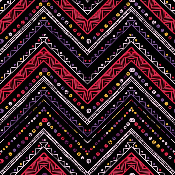 지그재그와 줄무늬 밝은 부족 완벽 한 패턴 — 스톡 벡터
