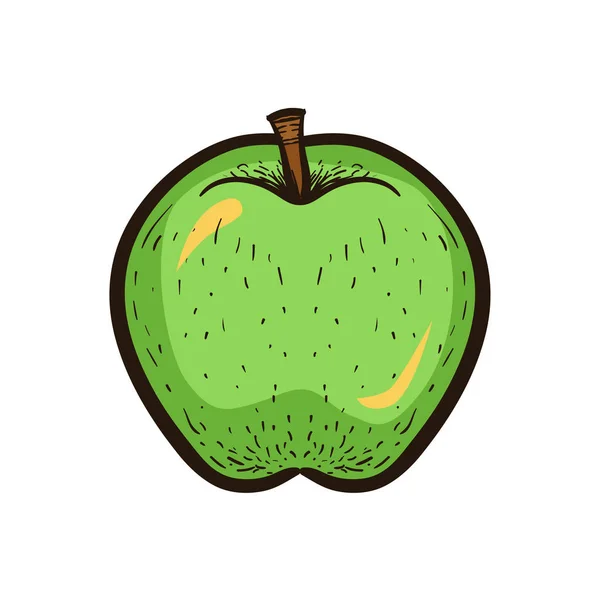 Hand zeichnen Skizze Obst grüner Apfel isoliert — Stockvektor