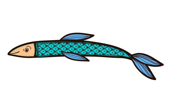 Синяя рыба на белом фоне. — стоковый вектор