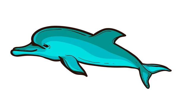 Vector illustration of a funny dolphin jumping — Stock Vector