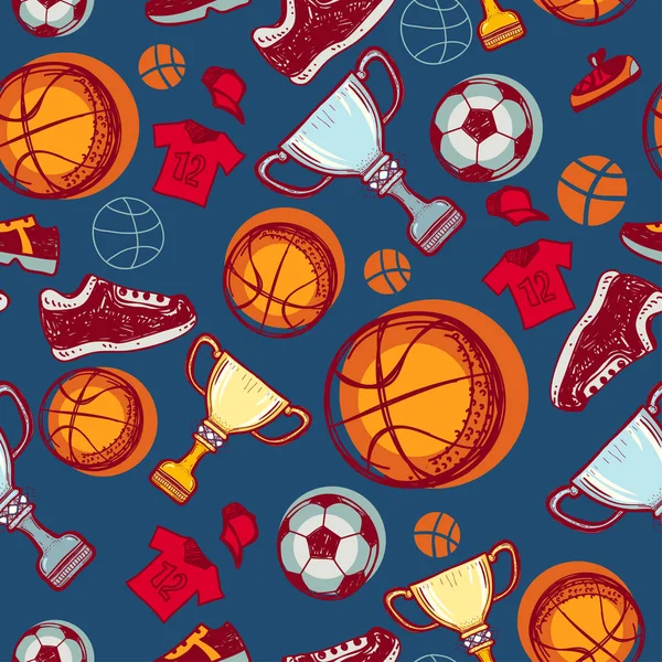 Fútbol y baloncesto patrón sin costura — Archivo Imágenes Vectoriales