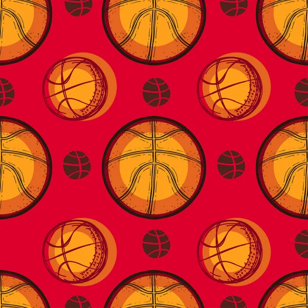 Basketballsport skizziert nahtloses Muster — Stockvektor