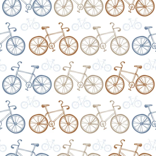 Naadloze vintage fietsen patroon. — Stockvector