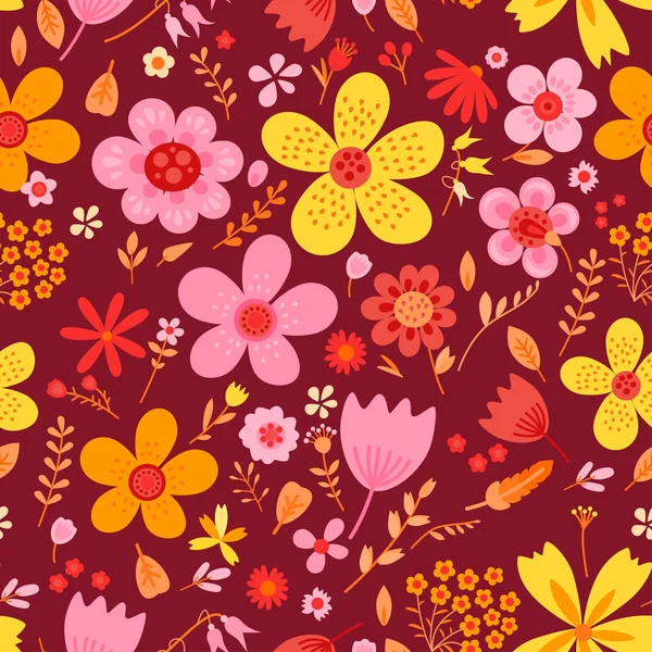 Increíble vector floral patrón sin costura — Archivo Imágenes Vectoriales