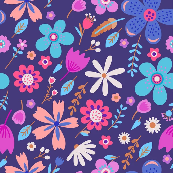 Increíble vector floral patrón sin costura — Archivo Imágenes Vectoriales