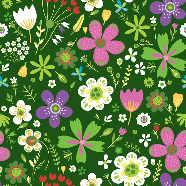 Verbazingwekkende bloemen vector naadloos patroon — Stockvector