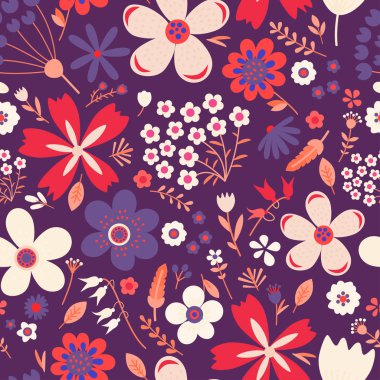 İnanılmaz çiçekli vektör kusursuz desen