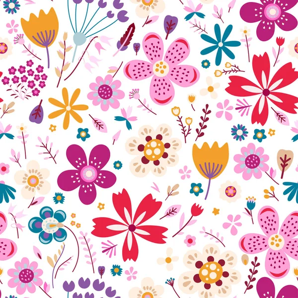 Amazing floral vector seamless pattern of flowers — Stock Vector