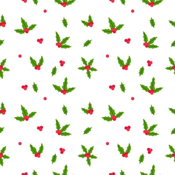 ホリーベリーとクリスマスシームレスなパターン. — ストックベクタ