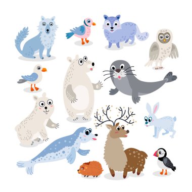 Vahşi Kuzey Kutbu hayvanları düz stil seti