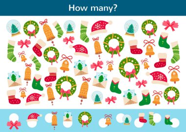 Çocukların Noel dekorunu saymak.