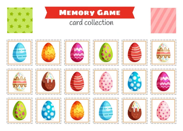 Memory game with cartoon Easter egg. Vector