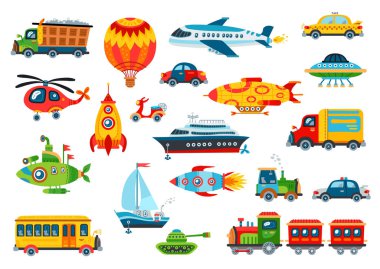 Büyük oyuncak taşıma seti beyaz üzerine izole edildi