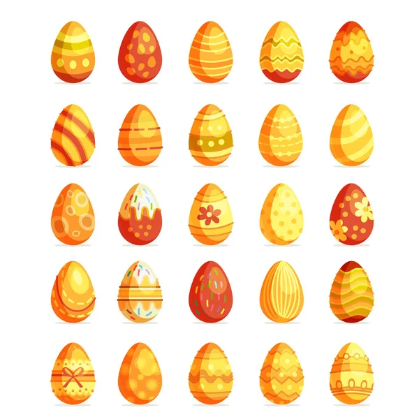 Set di uova pasquali d'oro. Caccia alle uova Domenica . — Vettoriale Stock