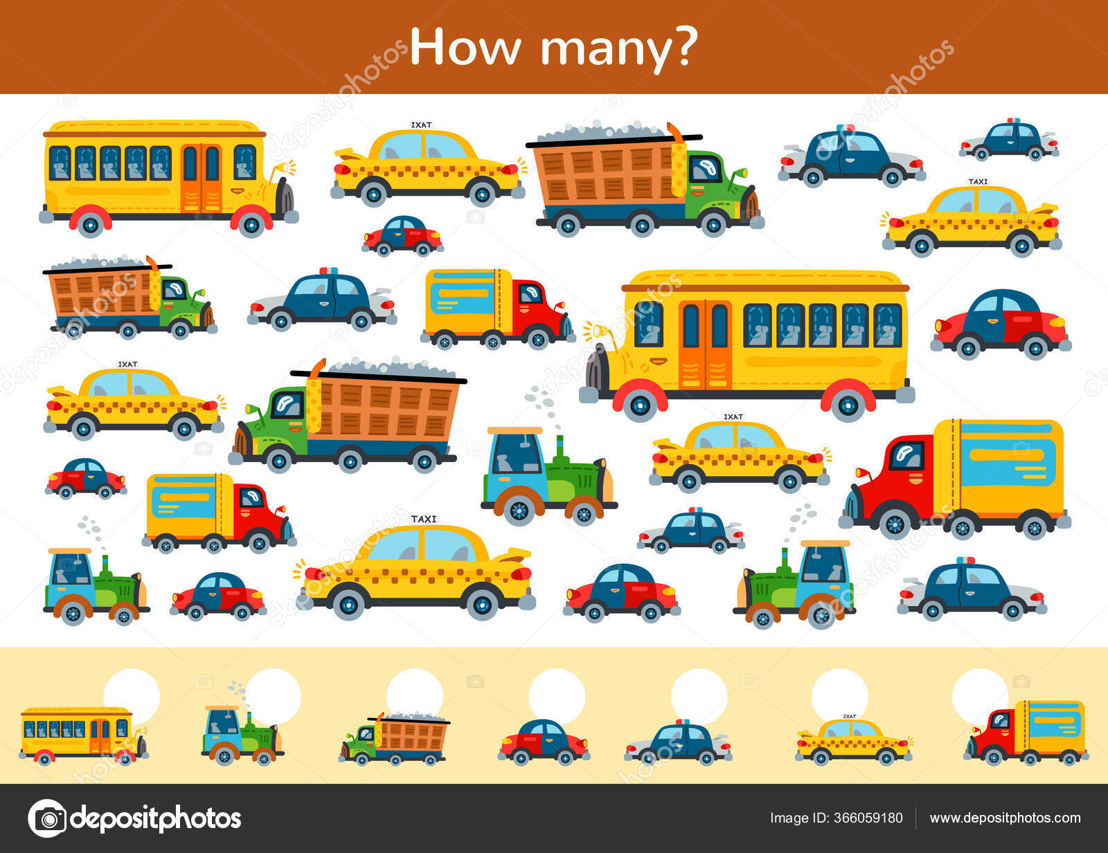 Counting children game of toy transport set. Stock Vector Image by  ©PictuLandra #366059180