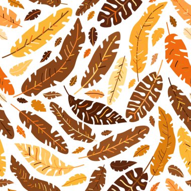 Yaprak desenli, tropikal bir yer. Vektör