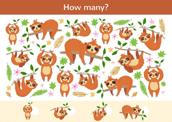 Räkna barn spel av en tecknad sengångare. — Stock vektor