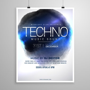 techno müzik afiş poster şablonu