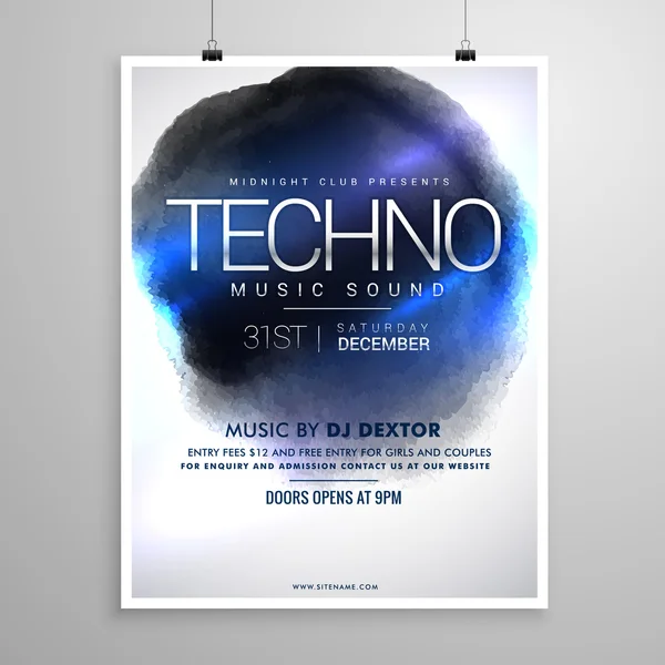 Techno müzik afiş poster şablonu — Stok Vektör