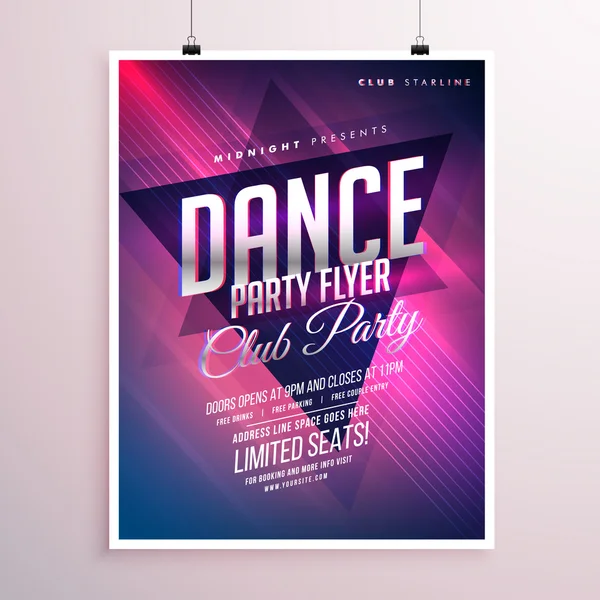 Dance club part flygblad mall — Stock vektor