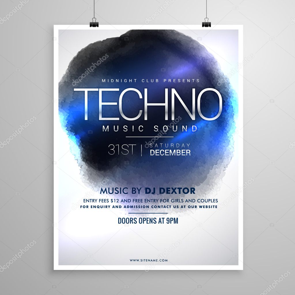 techno music flyer poster template