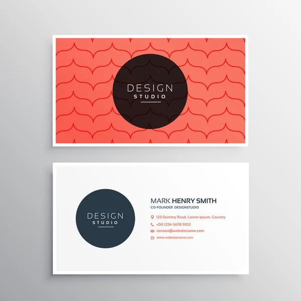 Design de cartão de visita moderno limpo com padrão vermelho — Vetor de Stock