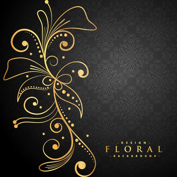 Stylish golden floral on black background — Stock Vector