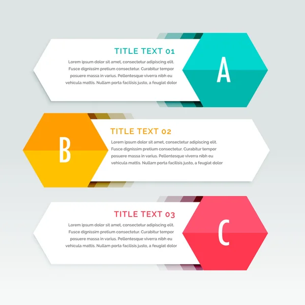 Plantilla de infografías coloridas de tres pasos — Archivo Imágenes Vectoriales