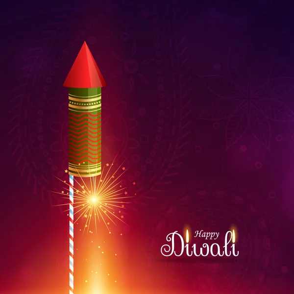 Diwali cracket rocket with sparkle — Stock Vector