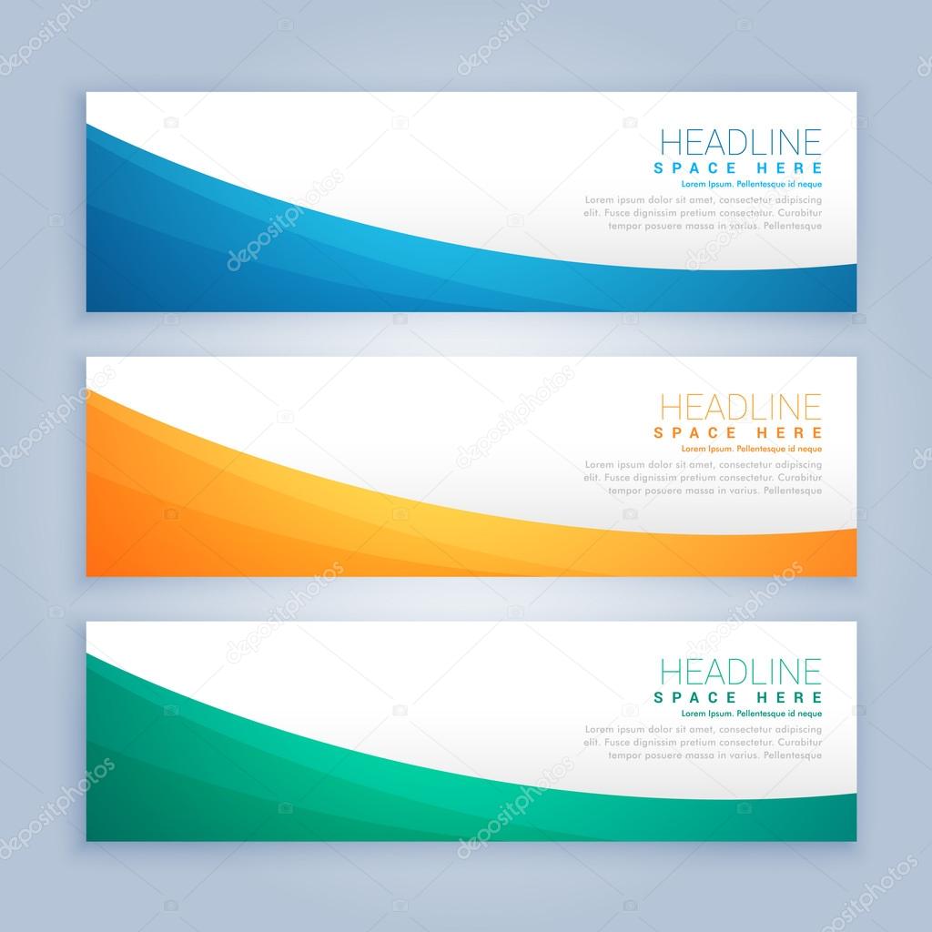 three clean business banners and header set