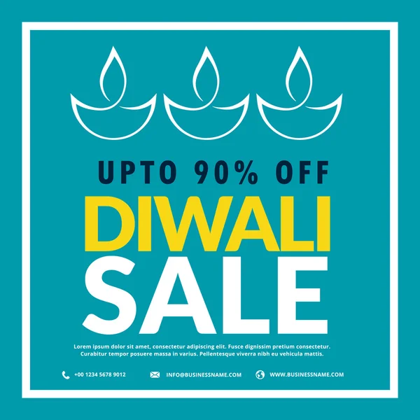 Bannière de vente diwali avec diya en fond bleu — Image vectorielle